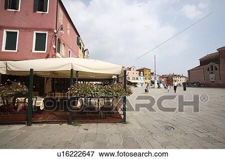 Stock Photo - Town square at Burano Island. Fotosearch