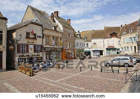 Stock Image - Town Square, Illiers Combray, France. Fotosearch