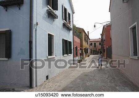 Stock Image - Townscape at Burano island. Fotosearch