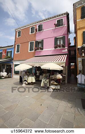 Stock Image - Townscape at Burano island. Fotosearch