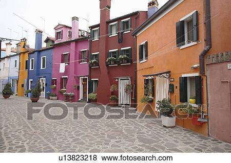 Townscape at Burano island View Large Photo Image Stock Photo - Townscape at Burano island. Fotosearch