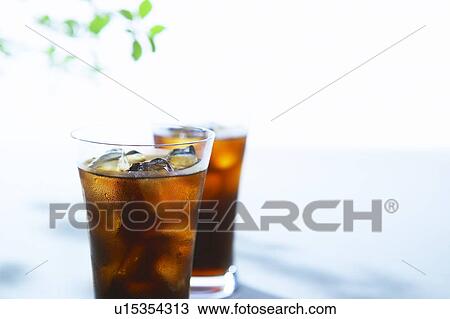 Stock Image - Two glasses of iced coffee. Fotosearch