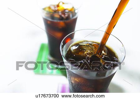 Stock Image - Two glasses of iced coffee. Fotosearch