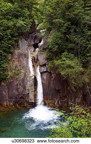 Stock Image - Ushigataki waterfall. Fotosearch