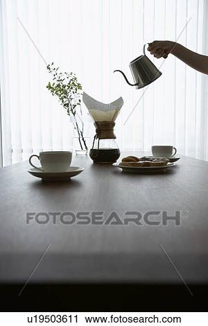 Stock Image - Woman making coffee. Fotosearch