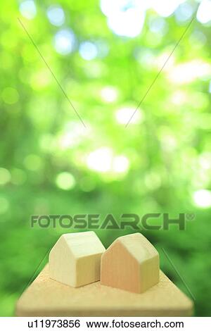 Wooden model houses in forest View Large Photo Image Stock Photograph - Wooden model houses in forest. Fotosearch
