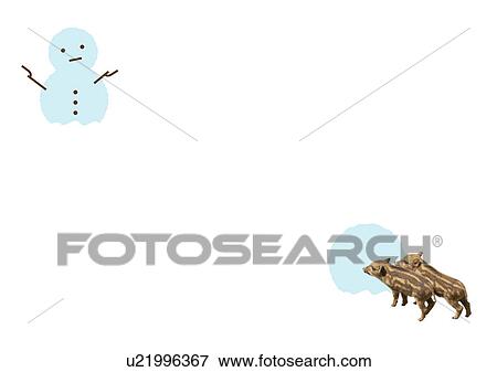 Young wild boars making a snowman View Large Photo Image Stock Photo - Young wild boars making a snowman. Fotosearch