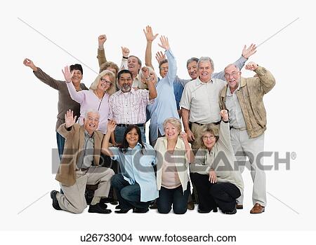 Picture - A group of people waving. Fotosearch
