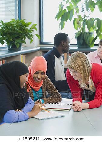 Stock Image - Adults students learning English as a second language. Fotosearch