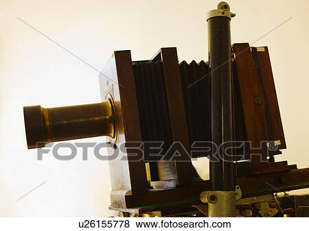 Stock Photo - Antique wooden camera. Fotosearch