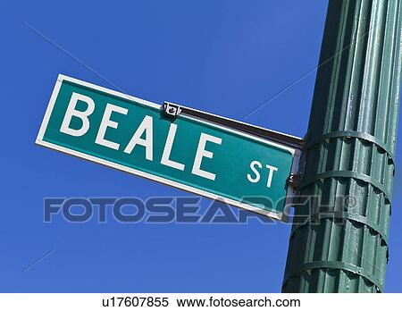 Beale Street sign and post View Large Photo Image Stock Photography - Beale Street sign and post. Fotosearch