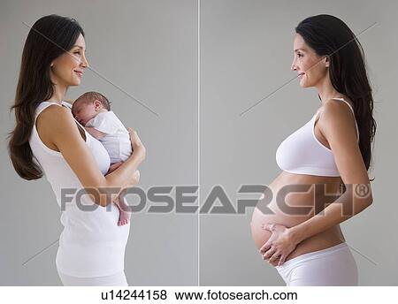 Before and after picture of pregnant woman View Large Photo Image Stock Photo - Before and after picture of pregnant woman. Fotosearch