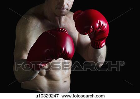Boxer wearing red boxing gloves View Large Photo Image Stock Photo - Boxer wearing red boxing gloves. Fotosearch