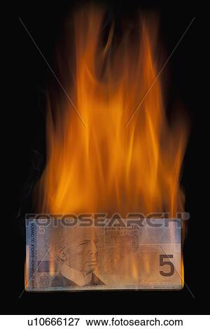 Burning 5 dollar bill View Large Photo Image Stock Photo - Burning 5 dollar bill. Fotosearch