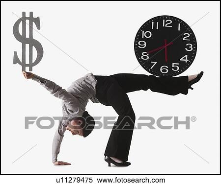 Stock Photography - Businesswoman bending over backwards. Fotosearch