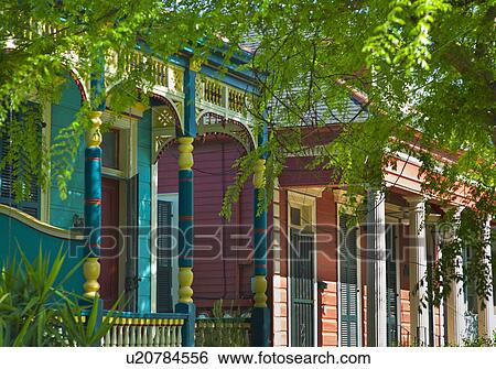 Stock Photograph - Colorful houses in New Orleans. Fotosearch