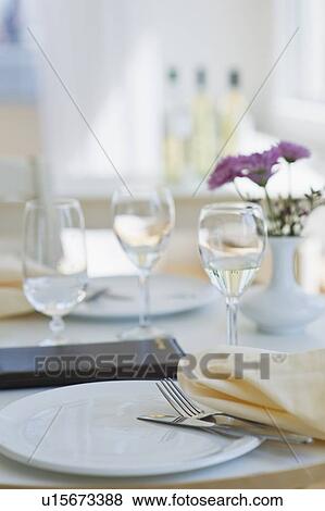 Stock Photo - Dining table in restaurant. Fotosearch