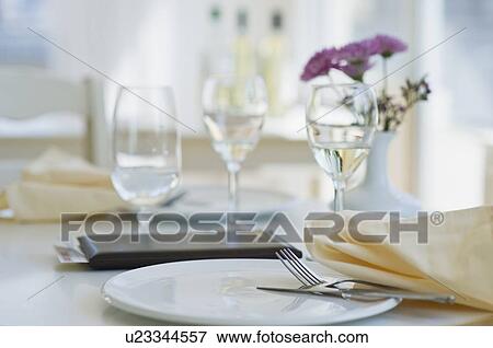 Dining table in restaurant View Large Photo Image Stock Photo - Dining table in restaurant. Fotosearch