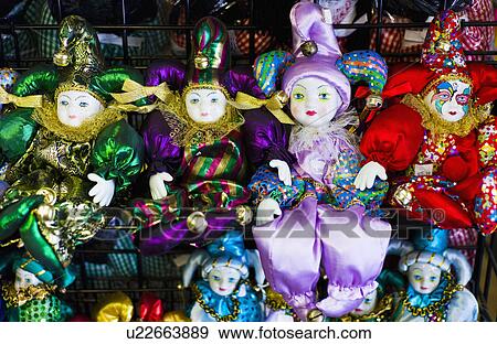 Stock Photo - Display of mardi grass dolls. Fotosearch