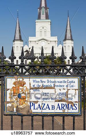 Gate in front of the Plaza D Armas in New Orleans View Large Photo Image Stock Photo - Gate in front of the Plaza D Armas in New Orleans. Fotosearch