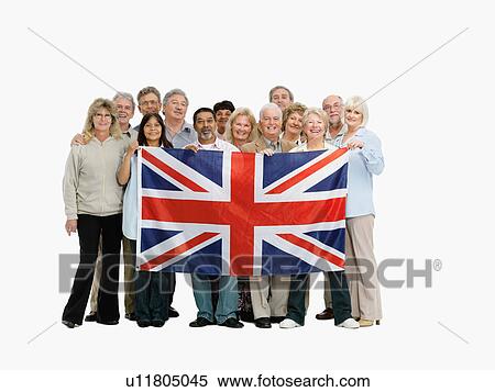 Group of people holding the British flag View Large Photo Image Stock Photography - Group of people holding the British flag. Fotosearch