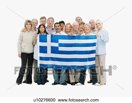 Group of people holding the flag of Greece View Large Photo Image Stock Image - Group of people holding the flag of Greece. Fotosearch