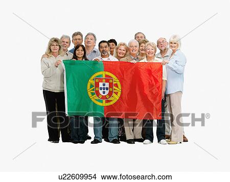 Group of people holding the Portuguese flag View Large Photo Image Picture - Group of people holding the Portuguese flag. Fotosearch