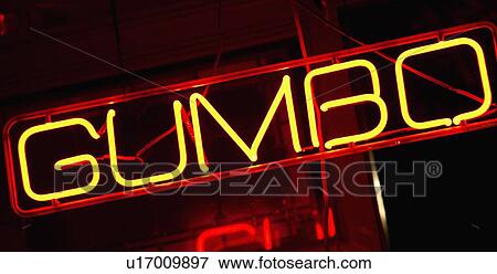 Illuminated Gumbo sign on Beale Street in Memphis View Large Photo Image Stock Photo - Illuminated Gumbo sign on Beale Street in Memphis. Fotosearch