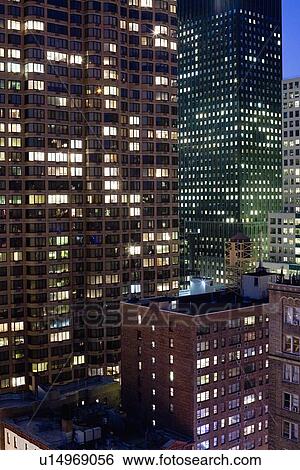 Illuminated skyscrapers View Large Photo Image Stock Photograph - Illuminated skyscrapers. Fotosearch