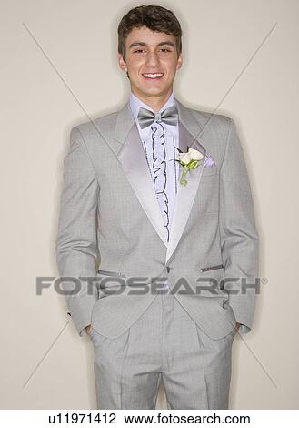 Man wearing grey tuxedo View Large Photo Image Stock Image - Man wearing grey tuxedo. Fotosearch