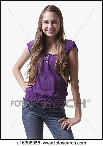 Portrait of a smiling teenage girl View Large Photo Image Stock Photo - Portrait of a smiling teenage girl. Fotosearch