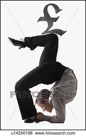 Pound symbol on top of contorted businesswoman View Large Photo Image Stock Photo - Pound symbol on top of contorted businesswoman. Fotosearch