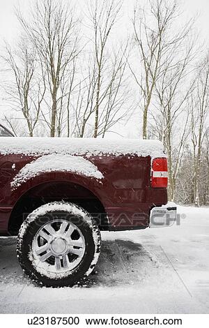 Rear of pickup truck covered in snow View Large Photo Image Stock Image - Rear of pickup truck covered in snow. Fotosearch