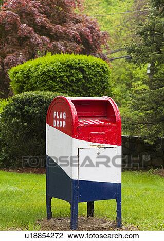 Red white and blue mailbox View Large Photo Image Stock Image - Red white and blue mailbox. Fotosearch