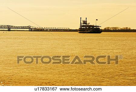 River boat on the Mississippi River View Large Photo Image Stock Photo - River boat on the Mississippi River. Fotosearch