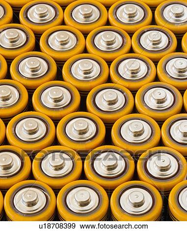 Stock Photo - Rows of AA batteries. Fotosearch