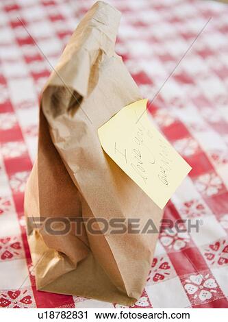 School lunch in brown paper bag View Large Photo Image Stock Image - School lunch in brown paper bag. Fotosearch