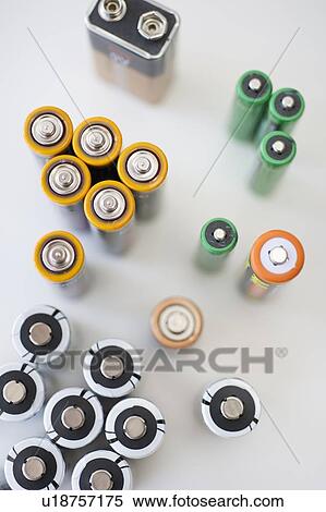 Stock Photography - Several kinds of batteries. Fotosearch