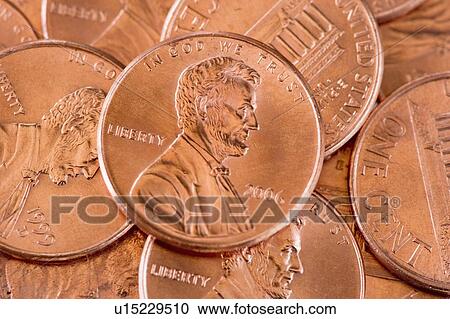 Stock Image - Several pennies. Fotosearch