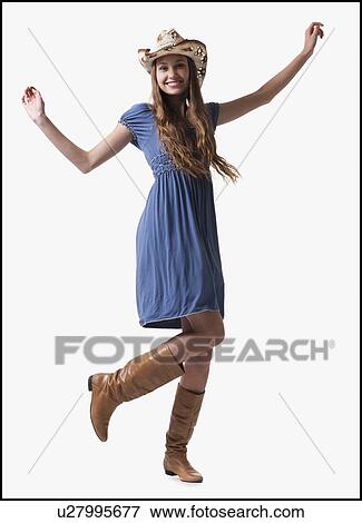 Stock Photo - Smiling cowgirl. Fotosearch