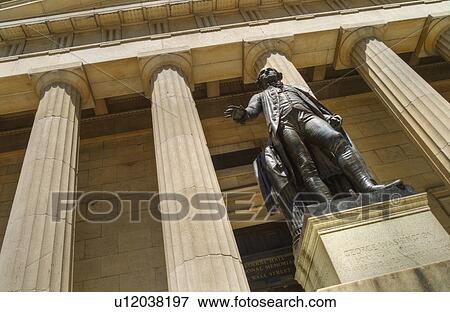 Stock Photo - Statue of George Washington in front of Federal Hall. Fotosearch