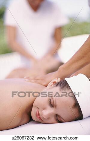 Stock Image - Woman having a massage. Fotosearch