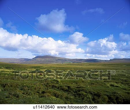 Stock Image - Belderg, Co Mayo, Ireland; Large Green Field. Fotosearch
