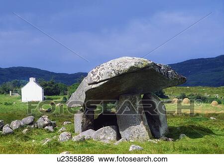 Stock Photograph - Celtic Archaeology, Dolmen Between Naran & Ardara, Co Donegal,. Fotosearch