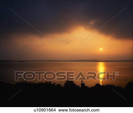 Co Westmeath, Ireland; Sunset Over Lough Owel View Large Photo Image Picture - Co Westmeath, Ireland; Sunset Over Lough Owel. Fotosearch
