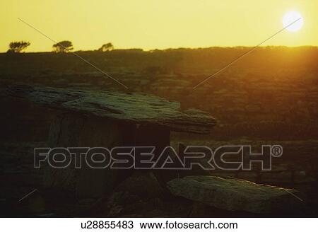 Stock Image - Dolmen Poulnabrone, The Burren, Co Clare,. Fotosearch