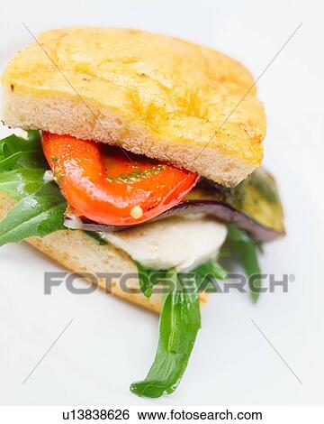 Stock Photograph - Mozzarella And Tomato Sandwich. Fotosearch
