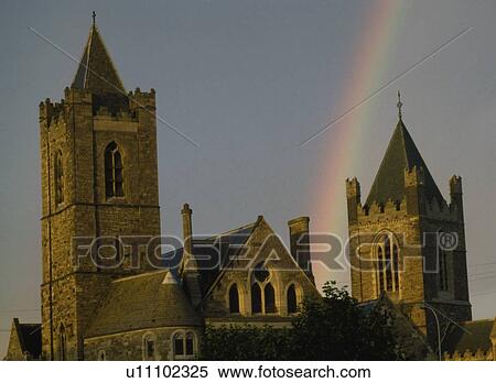 Stock Photography - Rainbow Over Christ Church Cathedral, Dublin City, County Dublin, Ireland. Fotosearch