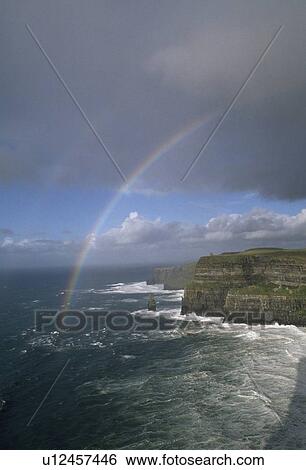 Rainbow Over Cliffs Of Moher, County Clare, Ireland View Large Photo Image Stock Photograph - Rainbow Over Cliffs Of Moher, County Clare, Ireland. Fotosearch