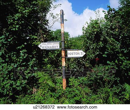 Stock Image - The Burren, Co Clare, Ireland, Directional Signs. Fotosearch